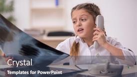  Presentation with radiologist - Presentation with small-girl-playing-doctor-radiologist background and a ocean colored foreground