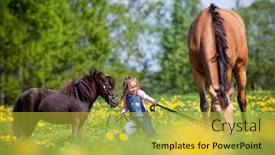  Presentation with horse child - Cool new PPT theme with small-girl-playing-with-two backdrop and a yellow colored foreground