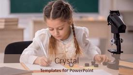  Presentation with classroom - Presentation theme with small-girl-studying background and a coral colored foreground