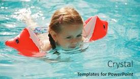  Presentation with swimming pool - Presentation design having small-girl-swimming-in-pool background and a light blue colored foreground