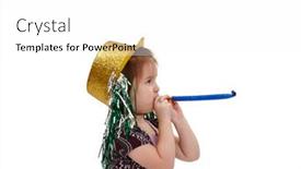  Presentation with new year - Slides enhanced with small-girl-wearing-party-hat background and a white colored foreground