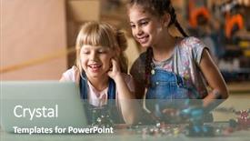  Presentation with building construction water supply - PPT theme enhanced with small girls building toy construction background and a  colored foreground