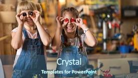  Presentation with building construction water supply - Slide set with small girls building toy construction background and a  colored foreground