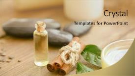  Presentation with oil and gas - Audience pleasing slide deck consisting of small glass bottle with tea backdrop and a coral colored foreground