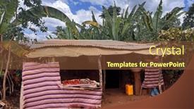  Presentation with corrugated iron - PPT layouts with small-grocery-shop-made background and a tawny brown colored foreground