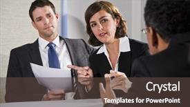  Presentation with diverse business people - Cool new presentation with small group discussion - diverse business people conversing backdrop and a tawny brown colored foreground