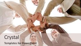  Presentation with circle - Beautiful PPT layouts featuring circle friends - small group of business people backdrop and a coral colored foreground