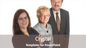  Presentation with focus group - Colorful theme enhanced with small group of business people in business suits standing looking forward focus is on the young woman in front backdrop and a gray colored foreground