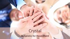  Presentation with group - Amazing PPT theme having small group of business people backdrop and a lemonade colored foreground