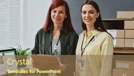  Presentation with donation - Slides having small-group-of-happy-volunteers background and a coral colored foreground