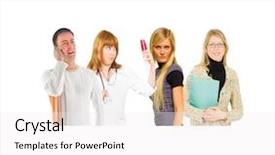  Presentation with diversity - Colorful slide set enhanced with small group people diversity backdrop and a  colored foreground