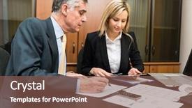  Presentation with people management word cloud - Colorful slide set enhanced with small group reading - business people at work backdrop and a  colored foreground