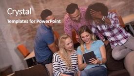  Presentation with team meeting - Amazing PPT layouts having small groups students - multiethnic startup business team backdrop and a  colored foreground