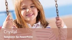  Presentation with playground - Cool new presentation theme with small-happy-girl-swinging backdrop and a coral colored foreground