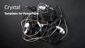  Presentation with headphones - Beautiful slides featuring small-headphones-on-a-black backdrop and a dark gray colored foreground