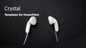  Presentation with headphones - Beautiful theme featuring small-headphones-on-a-black backdrop and a dark gray colored foreground