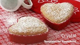  Presentation with powdered - PPT layouts consisting of small-heart-shaped-spice-cakes background and a tawny brown colored foreground