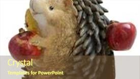  Presentation with toy - Amazing presentation design having small-hedgehog-toy-isolated-over backdrop and a tawny brown colored foreground