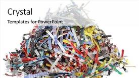  Presentation with recycling paper - Colorful presentation enhanced with small hill of paper shreds backdrop and a white colored foreground