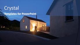  Presentation with blue night - Presentation theme consisting of small-holiday-home-night-situation background and a teal colored foreground