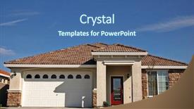  Presentation with homeless neighborhood - Colorful presentation design enhanced with small house - single-family home in a residential backdrop and a  colored foreground