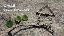  Presentation with branch - PPT theme featuring small house with a garden background and a  colored foreground