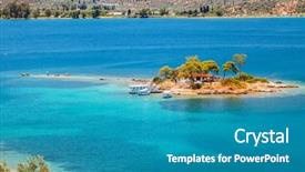  Presentation with island - Slide set featuring small island in aegean sea greece background and a teal colored foreground