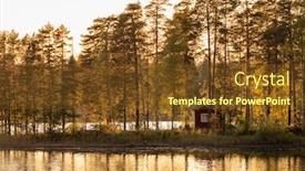  Presentation with finland - PPT theme having small-island-on-the-lake background and a tawny brown colored foreground