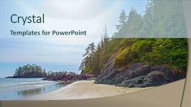  Presentation with pine trees - Theme featuring small island with pine trees background and a sky blue colored foreground