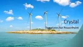  Presentation with water turbine - Theme enhanced with small island with wind turbines background and a light blue colored foreground