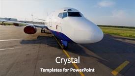  Presentation with airport runway - PPT theme featuring small jetplane is on runway background and a tawny brown colored foreground