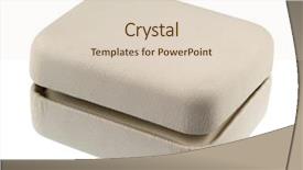  Presentation with jewelery - Slide deck with small jewelery or gift box covered with white soft textured leather partially opened isolated with clipping path background and a lemonade colored foreground