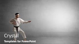  Presentation with karate - Colorful slide deck enhanced with small karate man fighting backdrop and a gray colored foreground
