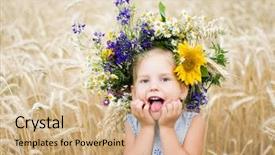  Presentation with cute flower heart - Slides having ucrania - cute smiling little girl background and a coral colored foreground