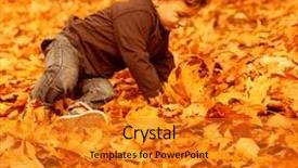  Presentation with fall down - Slides with small kid playing with fall background and a gold colored foreground