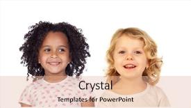  Presentation with children - Slides consisting of small kids - two funny children laughing isolated background and a coral colored foreground