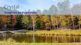  Presentation with neighborhoods - PPT theme consisting of small-lake-at-the-edge background and a sky blue colored foreground