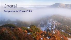  Presentation with fog - PPT layouts consisting of small-lake-autumn-landscape background and a sky blue colored foreground