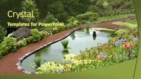  Presentation with azores islands - PPT theme with small-lake-in-a-garden background and a tawny brown colored foreground