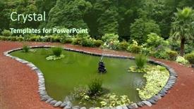  Presentation with azores islands - Colorful slide deck enhanced with small-lake-in-a-garden backdrop and a tawny brown colored foreground