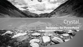  Presentation with kashmir - PPT layouts with small lake in highlands of ladakh region of kashmir india black and white background and a gray colored foreground
