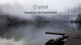  Presentation with foggy - Presentation theme enhanced with small lake in transylvanian mountains in a foggy morning mogosa romania background and a light gray colored foreground