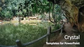 Presentation with tropical forest - Cool new presentation theme with small-lake-in-tropical-forest backdrop and a  colored foreground
