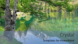  Presentation with mountain lake - Slides consisting of small-lake-of-fusine-lago background and a light blue colored foreground