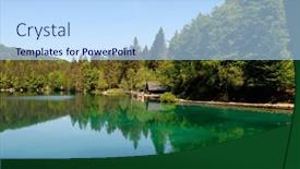  Presentation with mountain lake - PPT theme with small-lake-of-fusine-lago background and a light blue colored foreground