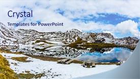  Presentation with cold water - PPT theme consisting of small lake of thawed glacial background and a sky blue colored foreground
