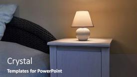  Presentation with next - Presentation theme with small lamp glowing in bedroom next to the bed at night background and a ocean colored foreground