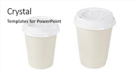  Presentation with coffee - Cool new presentation theme with small large - blank coffee cups isolated backdrop and a  colored foreground