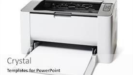  Presentation with laser - Colorful PPT theme enhanced with small laser printer isolated backdrop and a white colored foreground