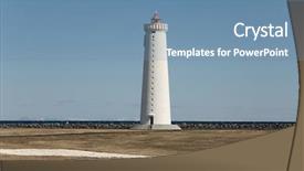  Presentation with peninsula plateau - Slide set consisting of small lighthouse on the tip background and a teal colored foreground